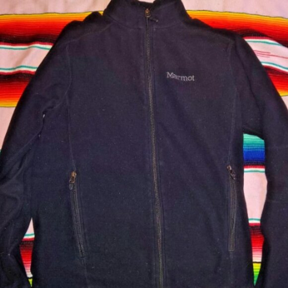 Marmot Jacket Women's Small Black Full Zip Up Fleece Hoodie Polyester RN# 79448 - Picture 1 of 8